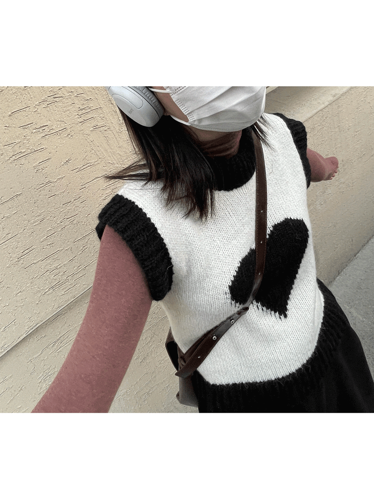 black heart knit vest