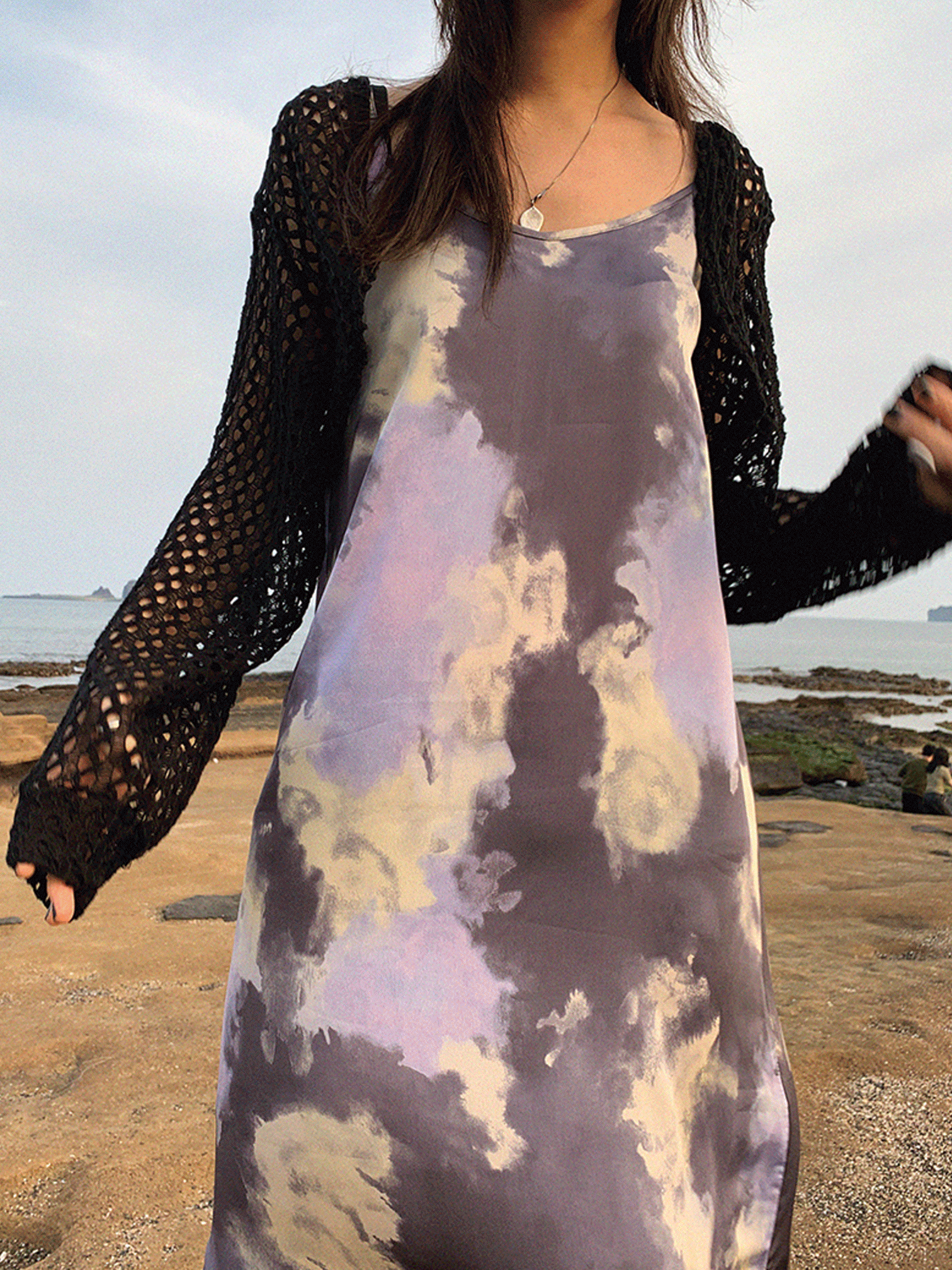 [9hope] purple marbling dress