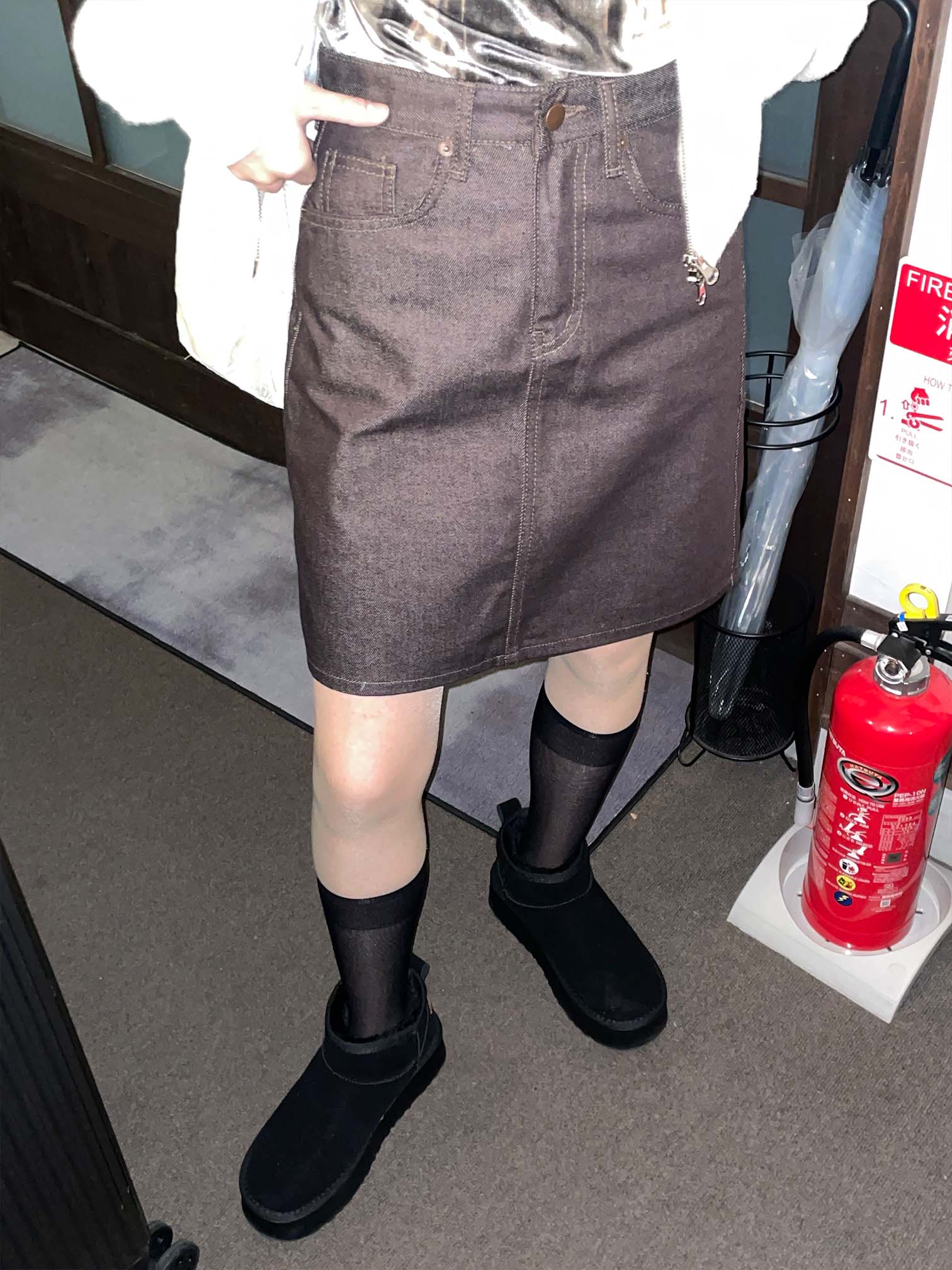dark color midi skirt